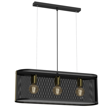 ჭაღი Luminex 4151 Kaga 3 E27 15W შავი ოქროსფერი