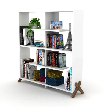 წიგნის თარო Kipp Bookcase (Walnut-White) (113*28*115) RF170201
