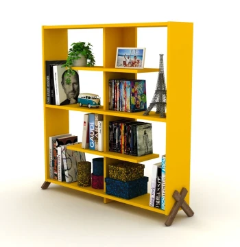წიგნის თარო Kipp Bookcase (Walnut-Yellow) (113*28*115) RF170202