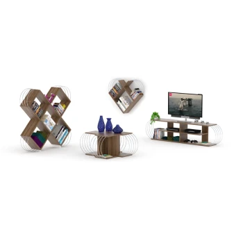 თარო მისაღები ოთახის Case Bookcase (Walnut-Chromium) (120*25*120) RF170401