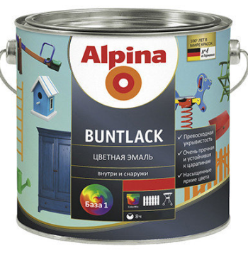 ფერადი ემალი Alpina Buntlack SM აბრეშუმისებრი მქრქალი გამჭვირვალე 2.13 ლ