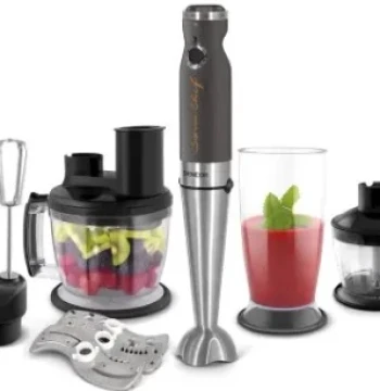 Blender/ Sencor SHB 5501CH 9 in 1 Hand Blender,20 Level, TITANIUM QuadBlade Technology, Power Input 1 000 W, Extra Quiet DC Motor,800ml, 1250 ml Beaker with Li