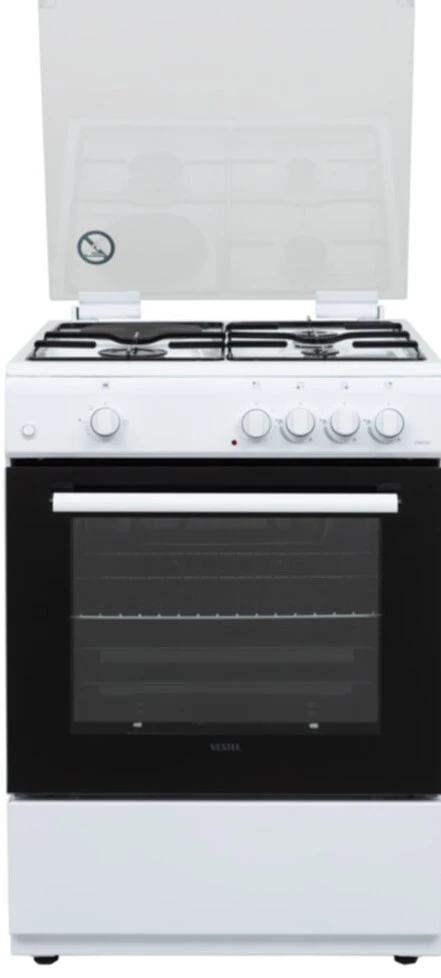 VESTEL, F66G31W,  გაზქურა, 60 x 60 x 85 სმ, 4 კონფორა