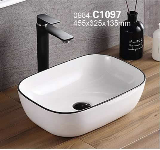 ხელსაბანი დასადგამი Pate Oval C1097 Glossy თეთრი