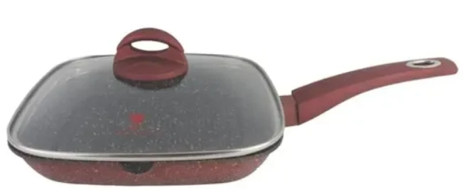 Berllong, LAVA Stone, გრანიტის გრილის ტაფა, წითელი, 28 სმ