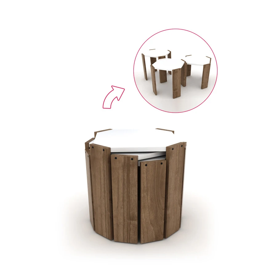 ყავის მაგიდის კომპლექტი Hansel Nesting Table (Walnut-White) (41*45*45) RF150101
