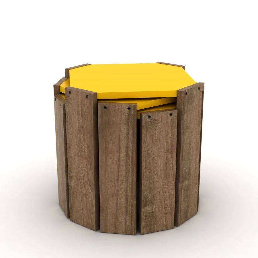 ყავის მაგიდის კომპლექტი Hansel Nesting Table (Walnut-Yellow) (41*45*45) RF150106