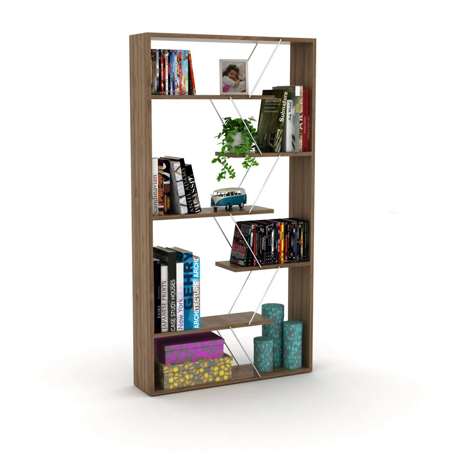 წიგნის თარო Tars Bookcase (Walnut-Chromium) (84*15*24) RF160302
