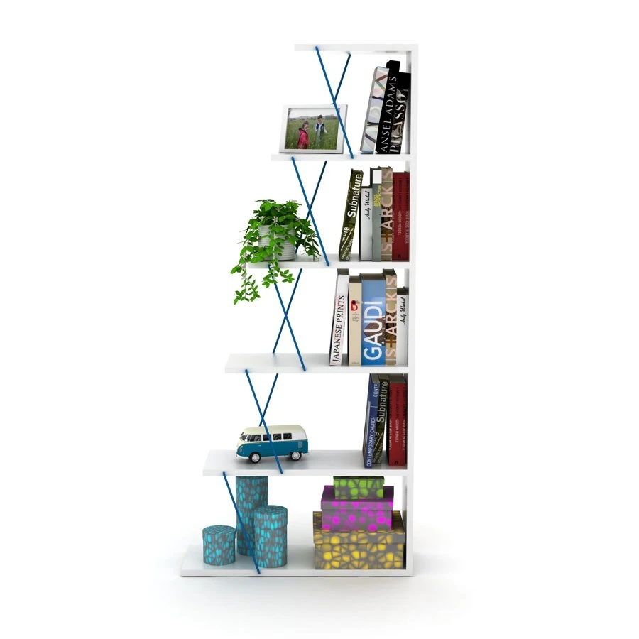 წიგნის თარო მინი Tars Bookcase Mini (White-Blue) (65*146*22) RF160405