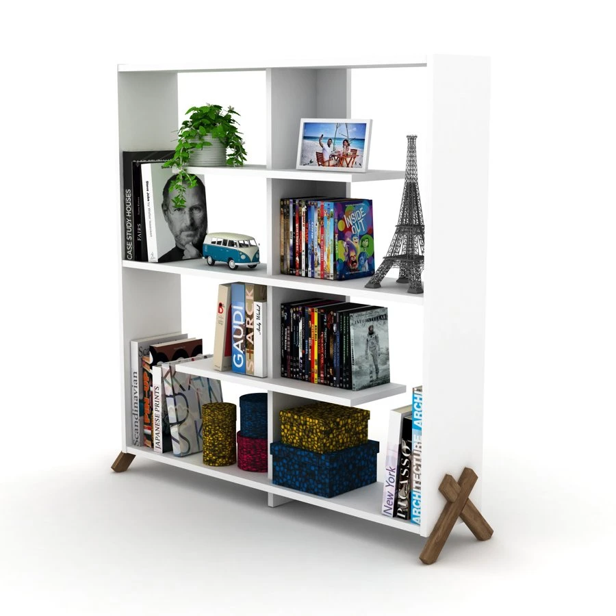 წიგნის თარო Kipp Bookcase (Walnut-White) (113*28*115) RF170201