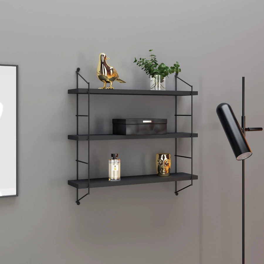 მართკუთხა თარო მისაღების Neelix Triple Shelf (Black) (67*56*15) MT191105