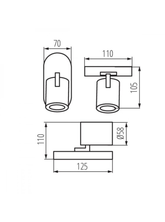 სანათი სპოტი Kanlux LAURIN EL-1O W 29120 GU10 1x MAX 35W