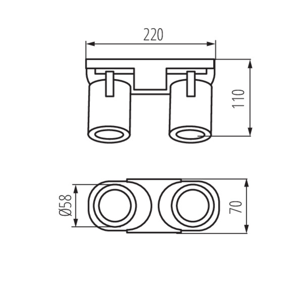 სანათი სპოტი Kanlux LAURIN EL-2I W 29122 GU10 2x MAX 35W