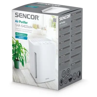 Air Cleaner/ Sencor SHA 6400WH Air Purifier, 3 Cleaning Speeds, Lamp Lifetime: 20,000 Hours, Noise Level: 55dB(A), Area: up to 20m2, Power Input: 60W, Dimensions (