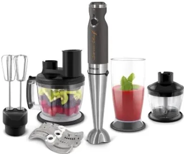 Blender/ Sencor SHB 5501CH 9 in 1 Hand Blender,20 Level, TITANIUM QuadBlade Technology, Power Input 1 000 W, Extra Quiet DC Motor,800ml, 1250 ml Beaker with Li