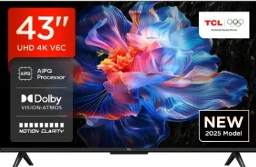 TV/ LED/ TCL/ TV 43"(109cm)/ 43V6C Google TV  4K  HDR10 WiFi5 BT5.2 Dolby Audio 10W 200X200