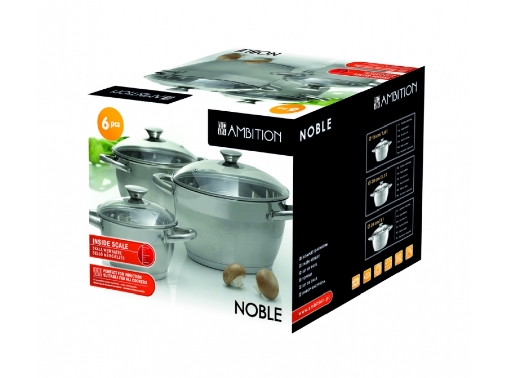 ფოლადის ქვაბების ნაკრები Ambition Noble 68883 3 ც